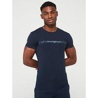 Emporio Armani Men/'s Rubber Pixel Logo Crew Neck T-Shirt, Navy Blue, XL
