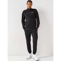Emporio Armani EA7 Zip Up Funnel Neck Black/Gold Poly Tracksuit