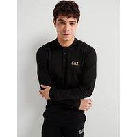 Ea7 Emporio Armani Core Id Left Chest Logo Long Sleeve Polo Shirt - Black