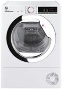 Hoover HLE C9TCE-80 9Kg Condenser Tumble Dryer, Sensor Dry, White Chrome door