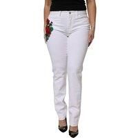 DOLCE & GABBANA Jeans White Floral Sequined GIRLY Denim IT40/US6/S 1050usd