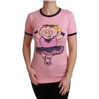 Dolce & Gabbana Pink Crewneck Year of the Pig Women's T-Shirt Authentic