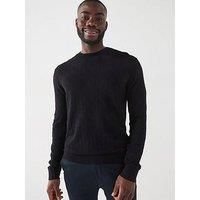 Armani Exchange Allover Monogram Logo Crew Neck Knitted Jumper - Navy