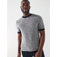 Armani Exchange Contrast Detail S/S Knitted Jumper - Navy