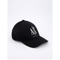 Armani Exchange Men/'s Curved Visor Contrast Front Logo Baseball Cap, Black Beauty, One Size