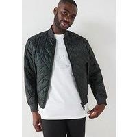 Armani Exchange All-Over Monogram Print Bomber Jacket - Dark Green