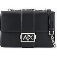 Armani Exchange Women Jodie, Sustainable, Chain Strap Crossbody, Black, One Size