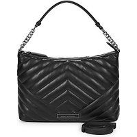 Armani Exchange Ladies Shoulder Bag V Padded Design Silver Chain Black, Black/White, pequeño