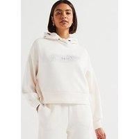 Armani Exchange Embellished Logo Hoodie - White
