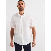 Armani Exchange Short Sleeve Seersucker Shirt - Off White