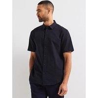 Armani Exchange Short Sleeve Seersucker Shirt - Navy