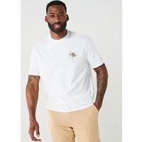 Armani Exchange Men/'s Crew Neck Palm Tree Tee Off White S