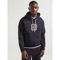 Armani Exchange Men/'s Utility Edge, Printed Logo Hooded Sweatshirt, deep Navy, XL