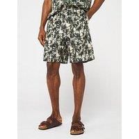 Armani Exchange Palm Print Shorts - Dark Multi