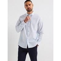 Armani Exchange Long Sleeve Seersucker Shirt - Light Blue