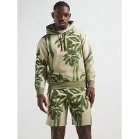 Armani Exchange Large Palm Print Hoodie - Beige