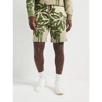 Armani Exchange Large Palm Print Sweat Shorts - Beige