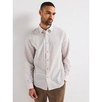 Armani Exchange Long Sleeve Seersucker Shirt - Beige