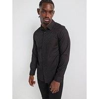 Armani Exchange Men/'s Long Sleeve Regular Fit Jaquard Allover Logo Shirt, Black All Over Small Logo, S
