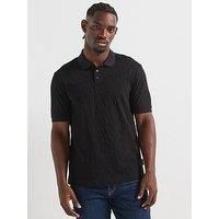 Armani Exchange Embossed Print Polo Shirt - Black