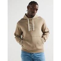 Armani Exchange Logo Bonded Hoodie - Beige