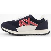 Armani Exchange Men/'s Drop Sneaker, DEEP Navy+Cardinal, 8 UK