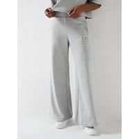 Ea7 Emporio Armani Train Logo Crystal Wide Leg Jogger - Grey