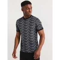 EA7 Men's Logo Pattern T-Shirt, Black