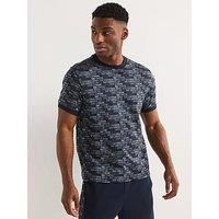 EA7 Men's Logo Pattern T-Shirt, Blue