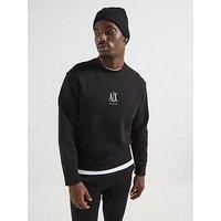 Armani Exchange Men/'s Centre Logo Sweatshirt, Black/White, XL