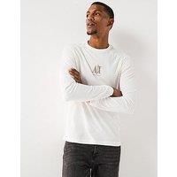 Armani Exchange Men/'s Icon Project, Embroidered Logo, Long Sleeve, T-Shirt, White, S