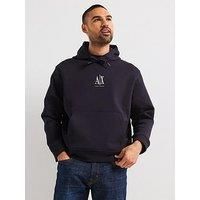 Armani Exchange Men/'s Icon Project, Embroidered Logo Hooded Sweatshirt, deep Navy, L