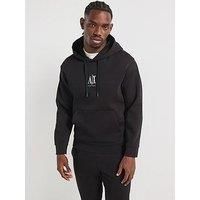 Armani Exchange Men/'s, Icon project, embroidered logo Hooded Sweatshirt, Black, L