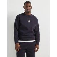 Armani Exchange Men/'s Icon Project, Embroidered Logo, Crewneck Sweatshirt, deep Navy, XXL
