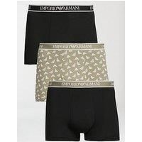 Emporio Armani Men's 3 Pack Trunks, Multicoloured
