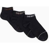 EMPORIO ARMANI Men/'s 3-PACK SOCKS INSIDE, BLACK/BLACK/BLACK, S/M