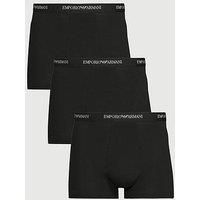 Emporio Armani Bodywear 3 Pack Stretch Cotton Trunks - Black