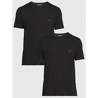 EMPORIO ARMANI Men/'s CORE Logoband 2-Pack T-Shirt Crew Neck, Black/Black, L