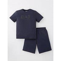 Ea7 Emporio Armani Boys Visability T-Shirt And Jog Shorts Set - Navy