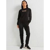 Ea7 Emporio Armani Train Maxi Logo Sweat Top And Legging Set - Black