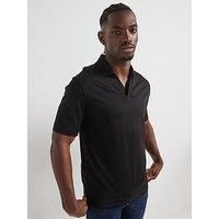 Armani Exchange Open Collar Polo Shirt - Black