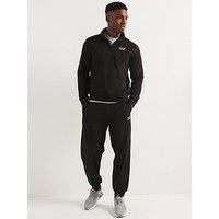 EA7 Men's Chest Logo 1/4 Zip Tracksuit, Black