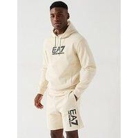 EA7 Men's Modern Logo Graphic Pullover Hoodie, Beige