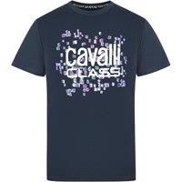 Cavalli Class Scales Design Logo Navy T-Shirt