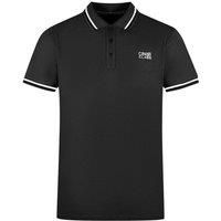 Twinned Tipped Collar White Logo Black Polo Shirt