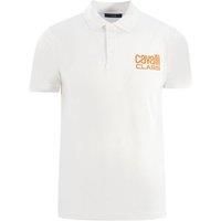Cavalli Class Bold Brand Logo White Polo Shirt