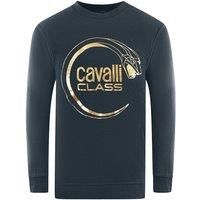 Cavalli Class Piercing Snake Logo Navy Blue Sweatshirt