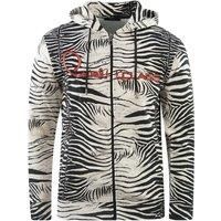 Cavalli Class Patterned Hooded Sweater with Zipper and Logo  -  Sweaters  -