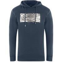 Zebra Print Logo Navy Blue Hoodie