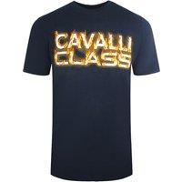 Flaming Logo Navy Blue T-Shirt